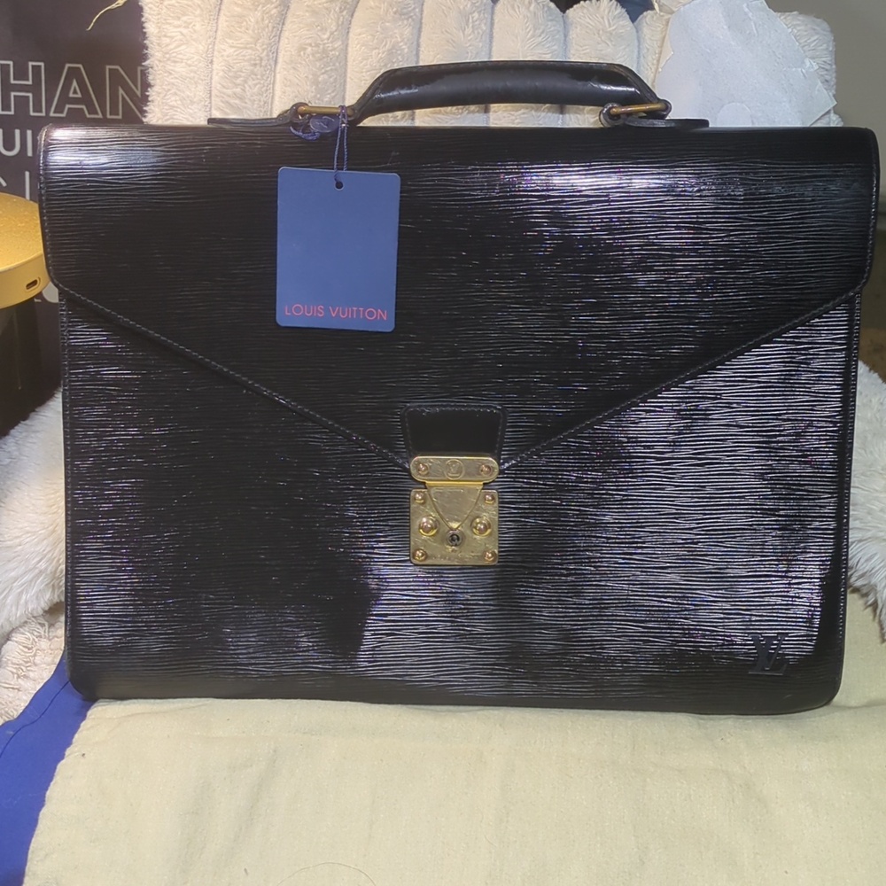 Louis Vuitton Serviette Ambassador Black epi Leather Briefcase NOW ONLY $350 WOW